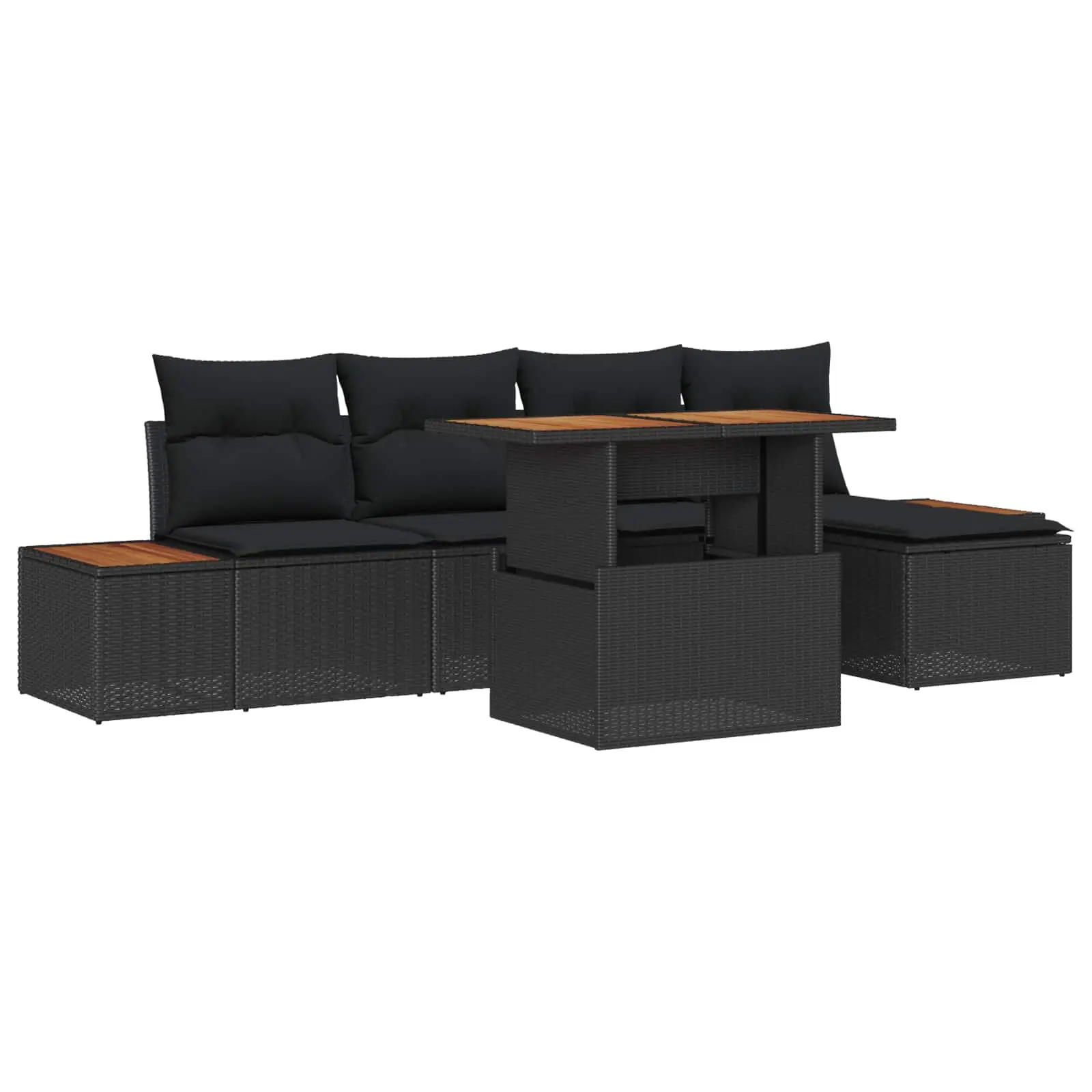 Ensemble de salle à manger pour jardin 6 pcs Noir et Marron vidaXL 3350060