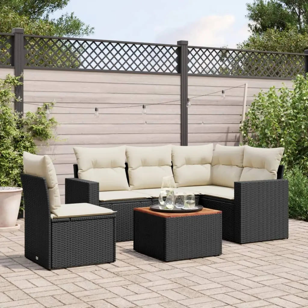 Ensemble canapé extérieur 5 places résine tressée modulable pour jardin Noir et Blanc Crème – ComfortXL Outdoor Living