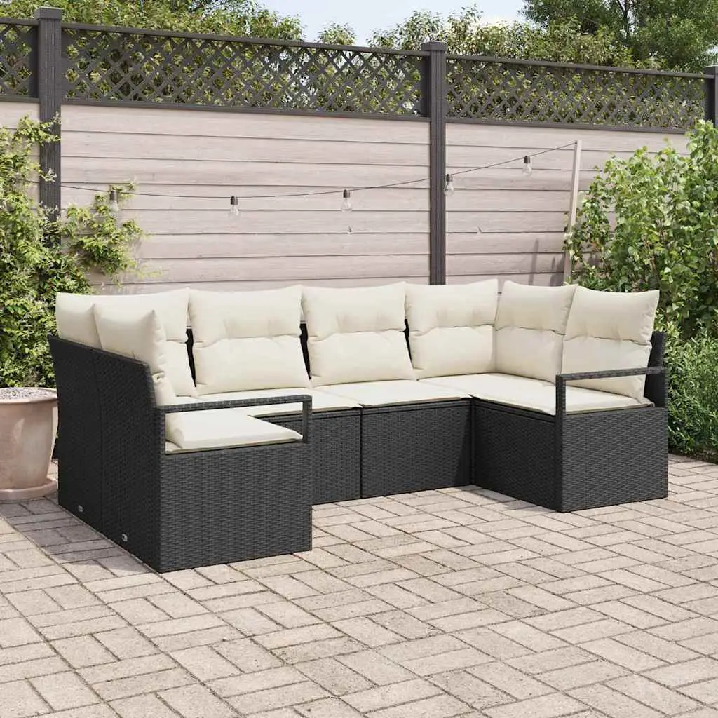 Ensemble de Canapés avec coussin 6 pcs Noir polyrotin vidaXL 3346517