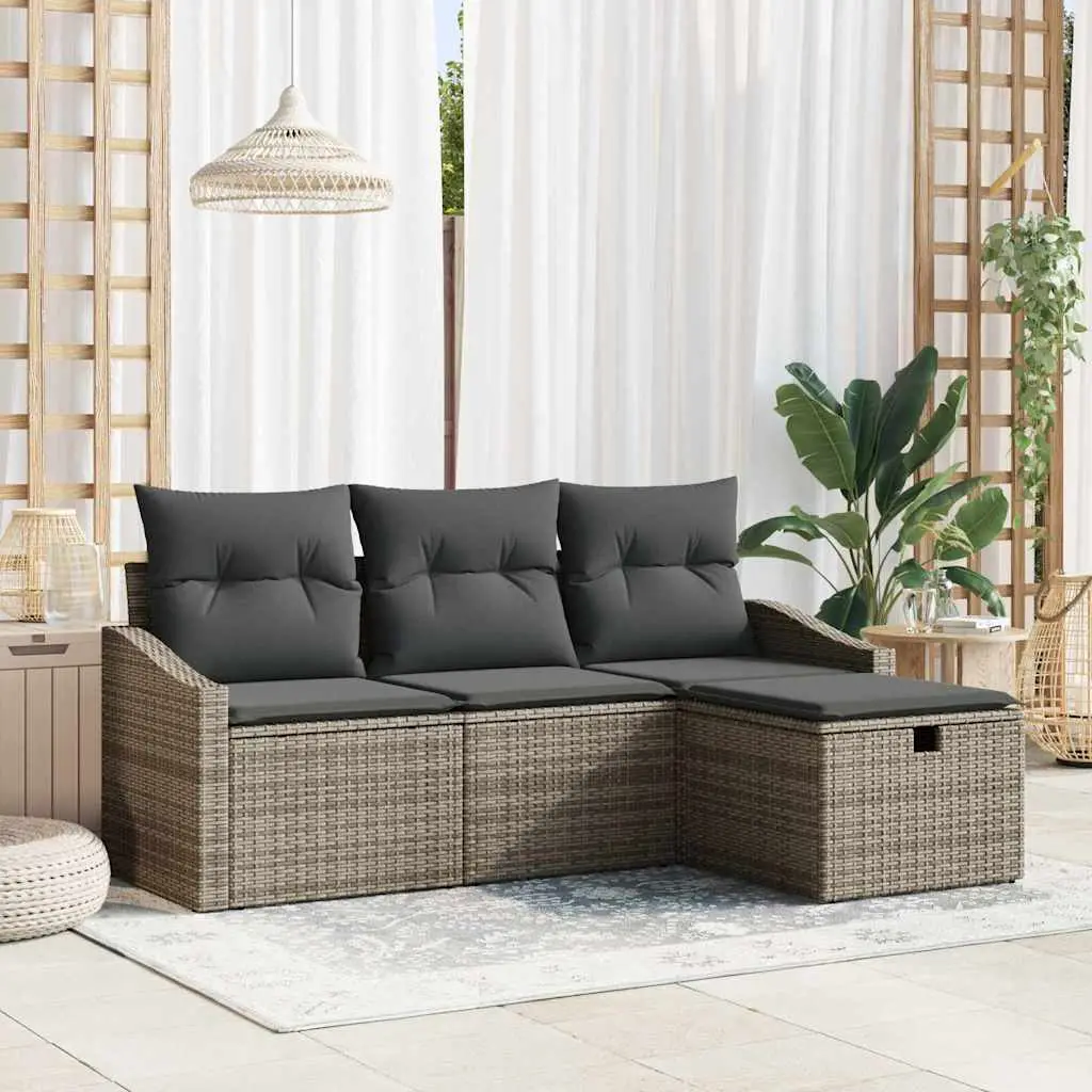 Ensemble de Canapés avec coussin 4 pcs polyrotin vidaXL 3360580