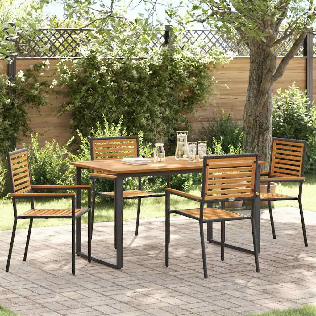 Ensemble de salle à manger pour jardin 5 pcs Noir vidaXL 3365454