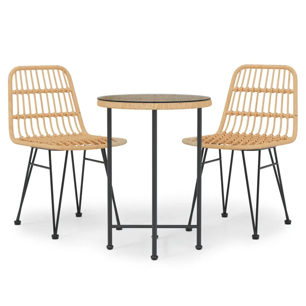 Ensemble de 3 pcs table de jardin avec chaises – mobilier de jardin Résine tressée-JU2521