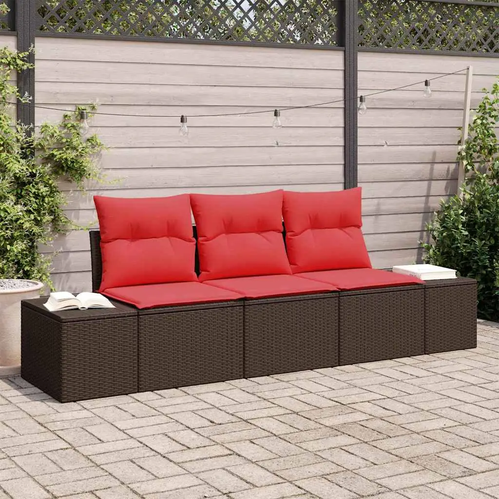 Ensemble de Canapés avec coussin 3 pcs Marron polyrotin vidaXL 3346924