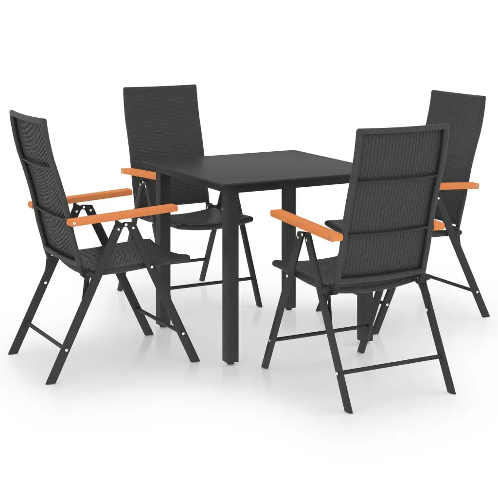 Ensemble de 5 pcs table de jardin avec chaises – mobilier de jardin noir et marron-JU2953
