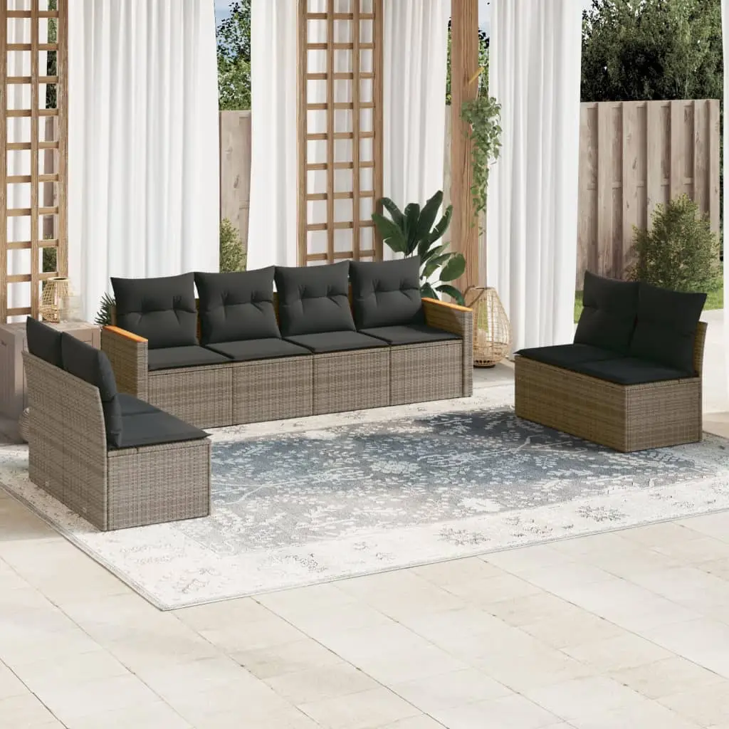 Ensemble canapé modulable 8 pcs résine tressée avec rangement pour terrasse Gris – ComfortXL Outdoor Living