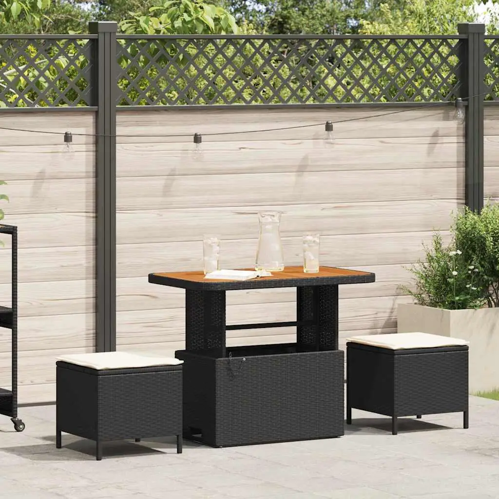 Ensemble de bar compact 4 pcs pour terrasse en résine tressée Noir – ComfortXL Outdoor Living