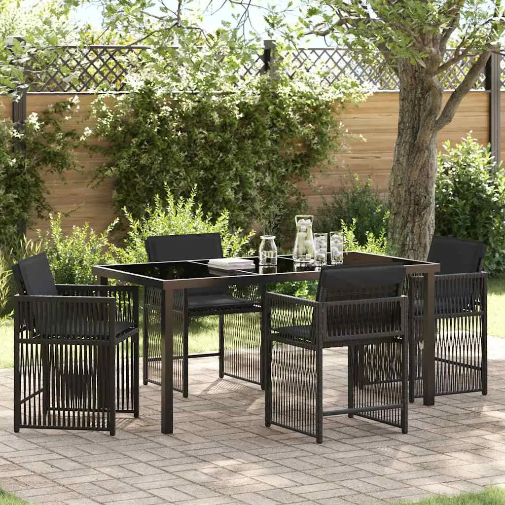 Ensemble de salle à manger pour jardin 5 pcs Noir polyrotin vidaXL 3380775
