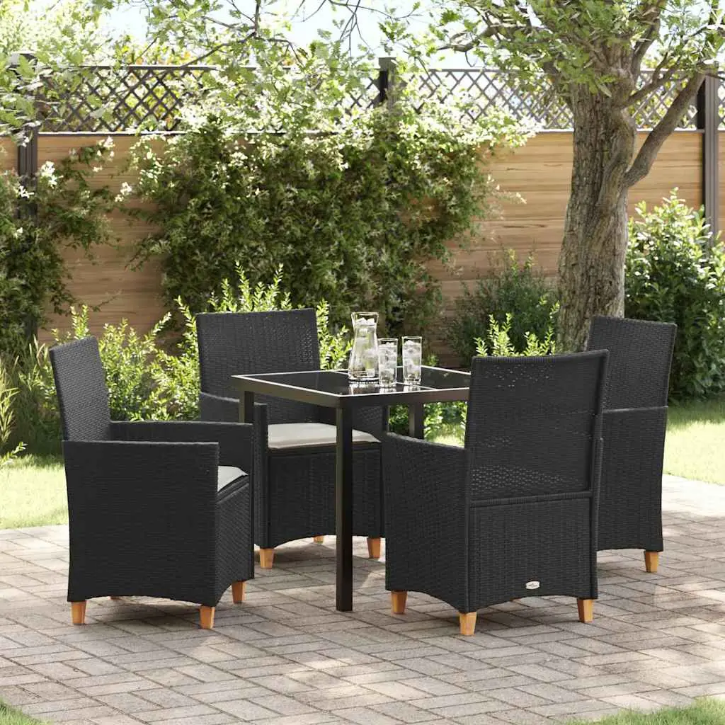 Ensemble de salle à manger pour jardin 5 pcs Noir polyrotin vidaXL 3381066