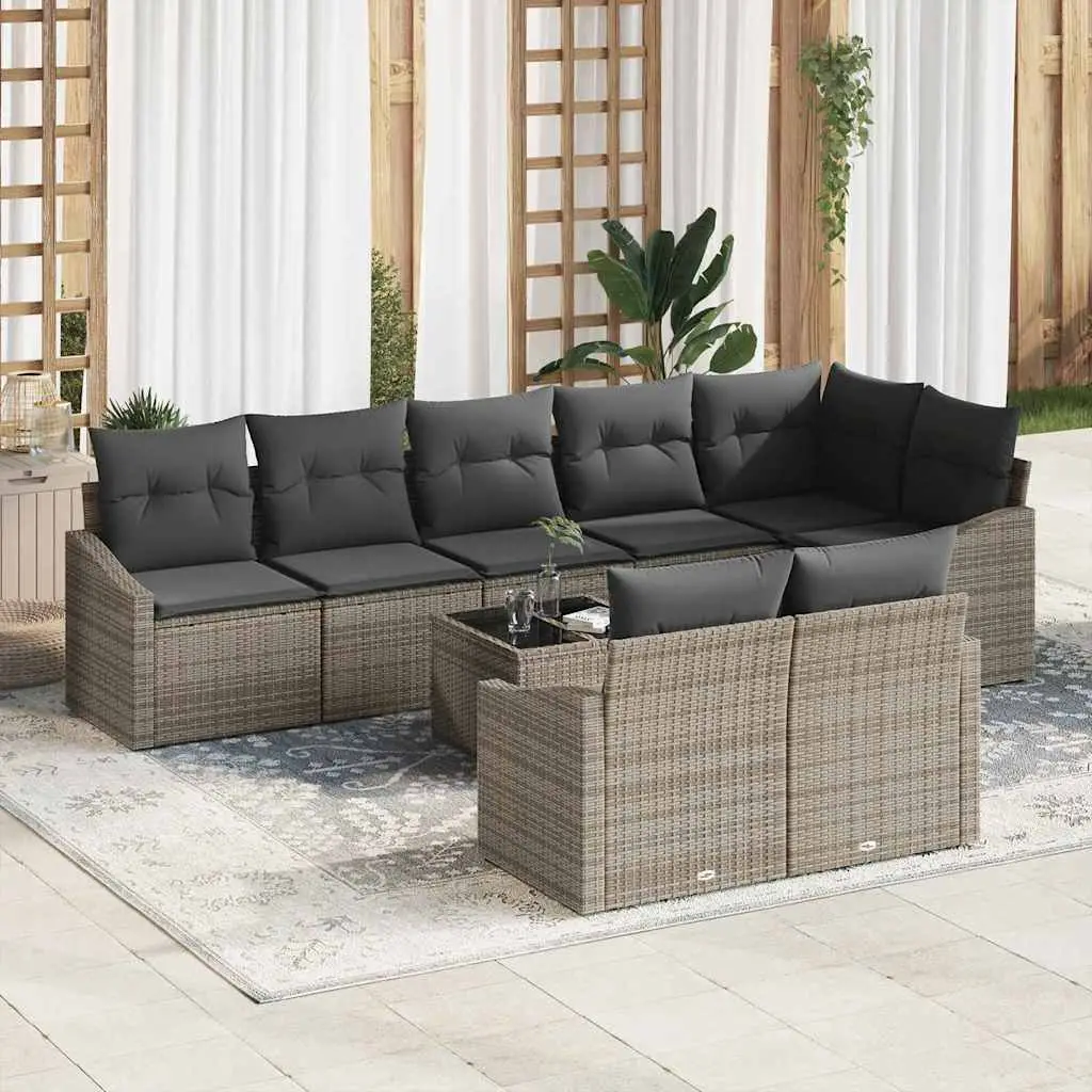 Ensemble de Canapés avec coussin 9 pcs Gris polyrotin vidaXL 3346779