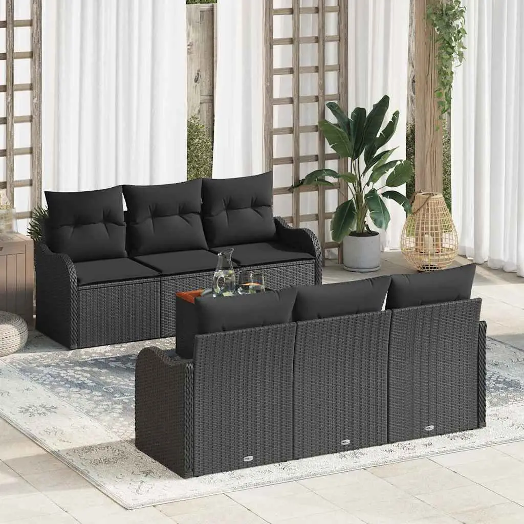 Ensemble de jardin 7 pièces design contemporain avec rangements intégrés Noir – ComfortXL Outdoor Living