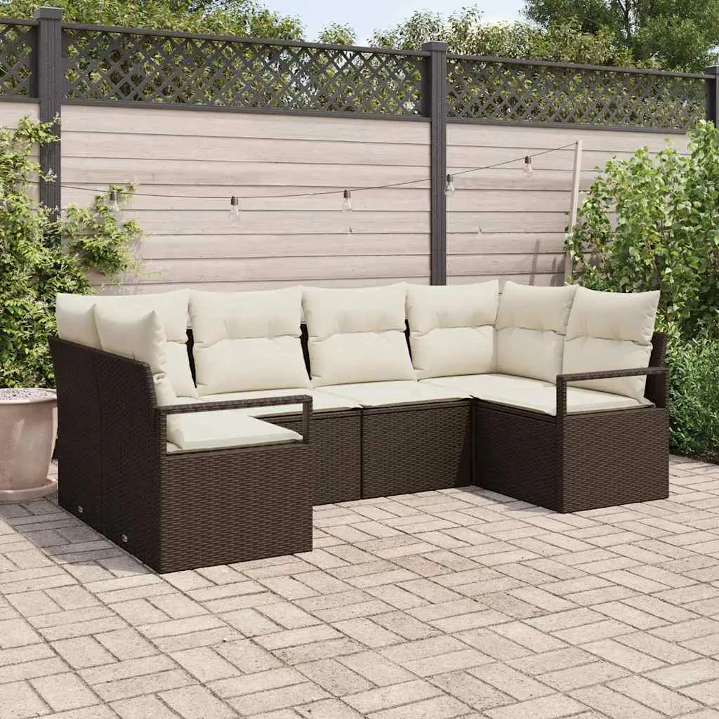 Ensemble de Canapés avec coussin 6 pcs Marron polyrotin vidaXL 3346518