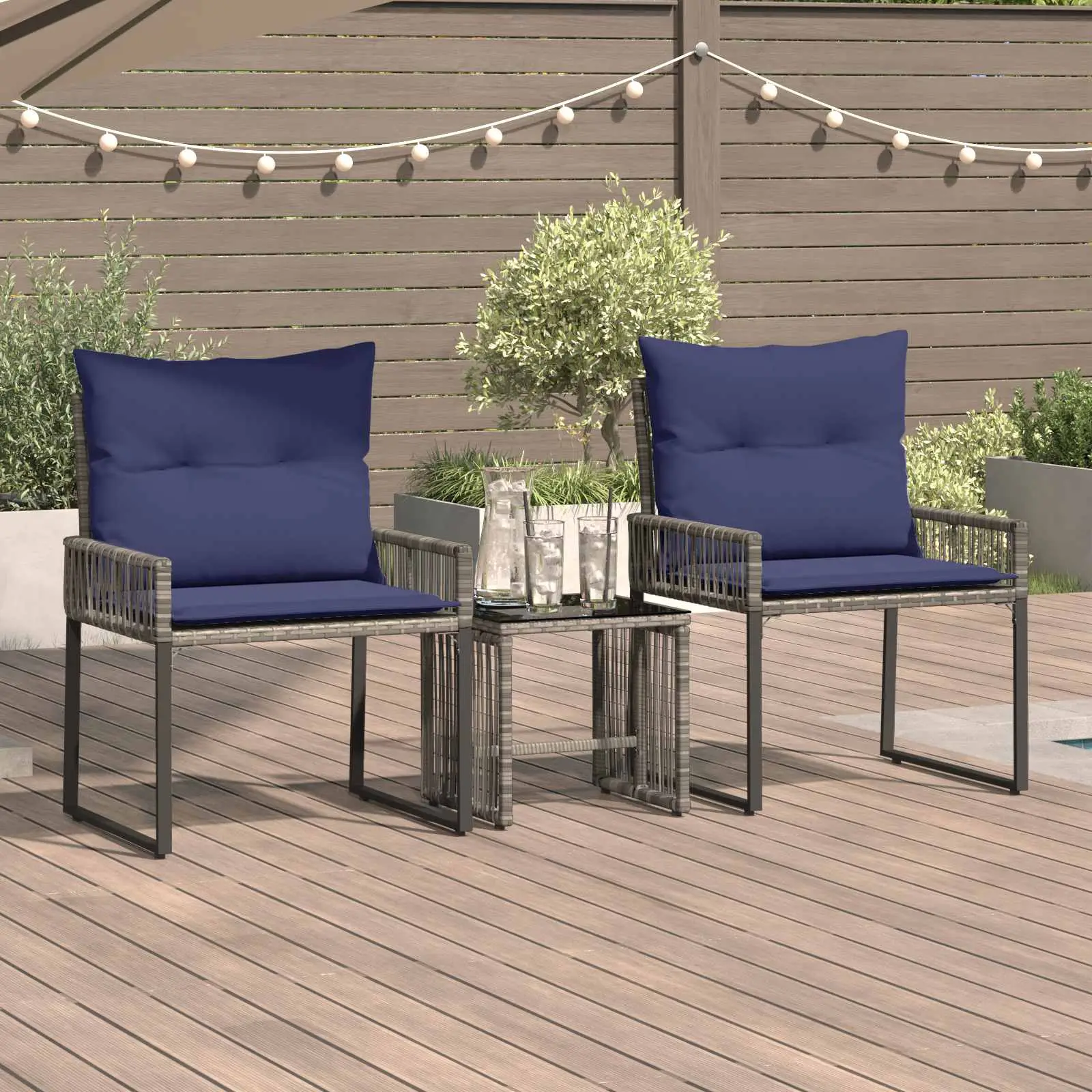 Ensemble de meubles d’extérieur 7 pcs Gris et bleu marine vidaXL 42025158