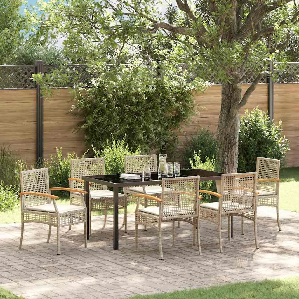 Ensemble de salle à manger pour jardin 7 pcs Beige et Noir vidaXL 3380831 Beige