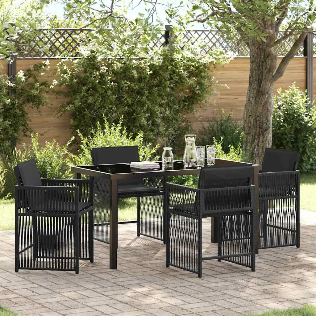 Ensemble de salle à manger pour jardin 5 pcs Noir polyrotin vidaXL 3380774