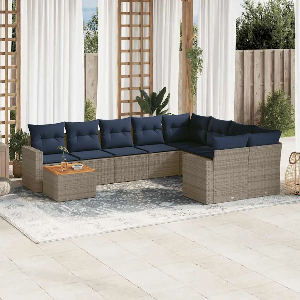 Ensemble Canapé Modulable 10 Pièces Résine Tressée avec Rangement pour Jardin Terrasse Gris – ComfortXL Outdoor Living