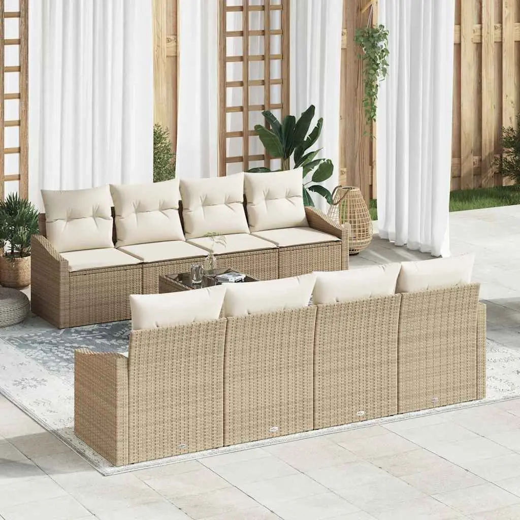 Ensemble de Canapés avec coussin 9 pcs Beige et crème polyrotin vidaXL 3346651