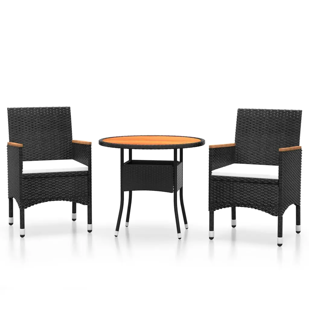 Ensemble de 3 pcs table de jardin avec chaises – mobilier de jardin Résine tressée Noir-JU2486
