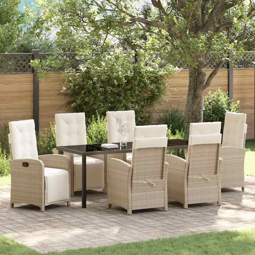 Ensemble de salle à manger pour jardin 7 pcs Beige polyrotin vidaXL 3380335 Beige