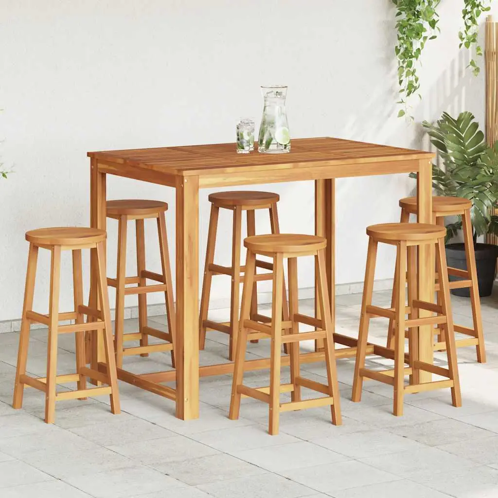Ensemble de 6 Tabourets de Bar Hauts en Bois d’Acacia pour Jardin Terrasse – ComfortXL Outdoor Living