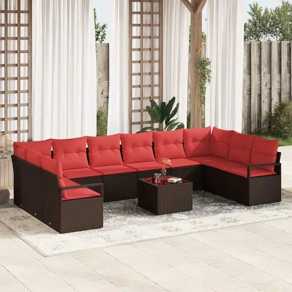 Ensemble de Canapés avec coussin 11 pcs Marron polyrotin vidaXL 3346574