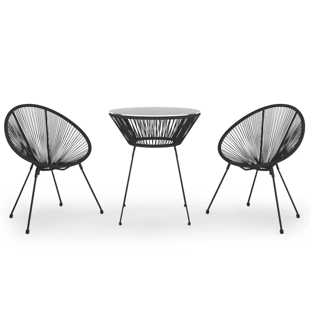 Ensemble de 3 pcs table de jardin avec chaises – mobilier de jardin Noir-JU3072
