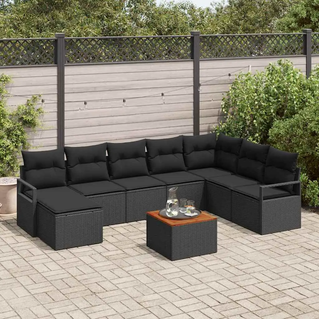 Ensemble de canapé de jardin avec stockage 9 pcs Noir polyrotin vidaXL 3356413