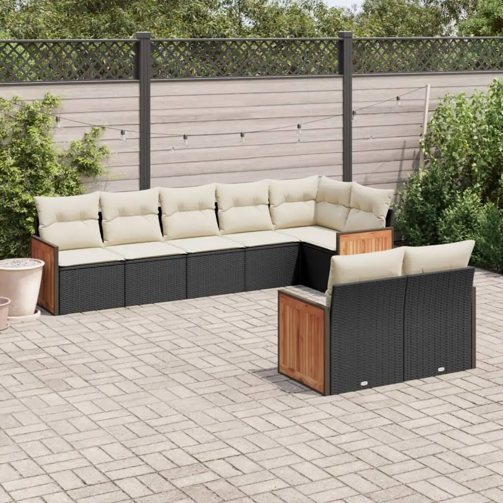 Ensemble de Jardin Extérieur 8 pcs Résine Tressée avec Rangement et Coussins Noir – ComfortXL Outdoor Living