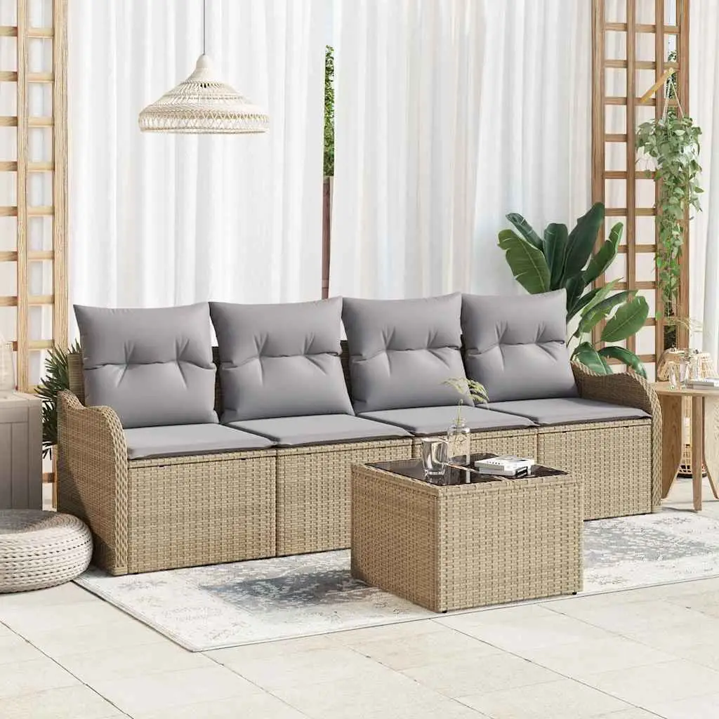 Ensemble de canapé de jardin Beige polyrotin vidaXL 3345570