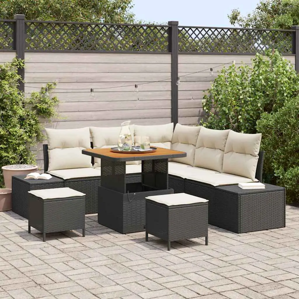 Ensemble de jardin 8 éléments avec rangement et coussins déhoussables Noir – ComfortXL Outdoor Living