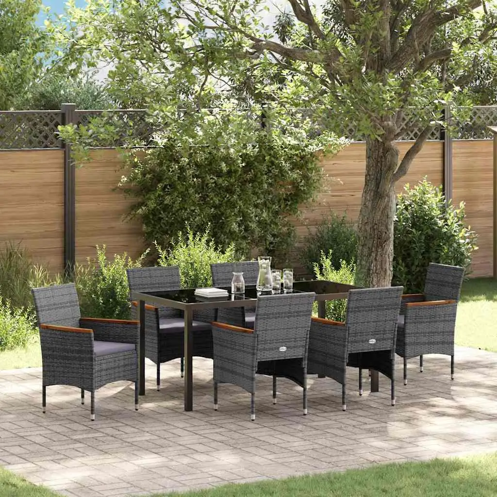 Ensemble de salle à manger pour jardin 7 pcs Gris polyrotin vidaXL 3379762