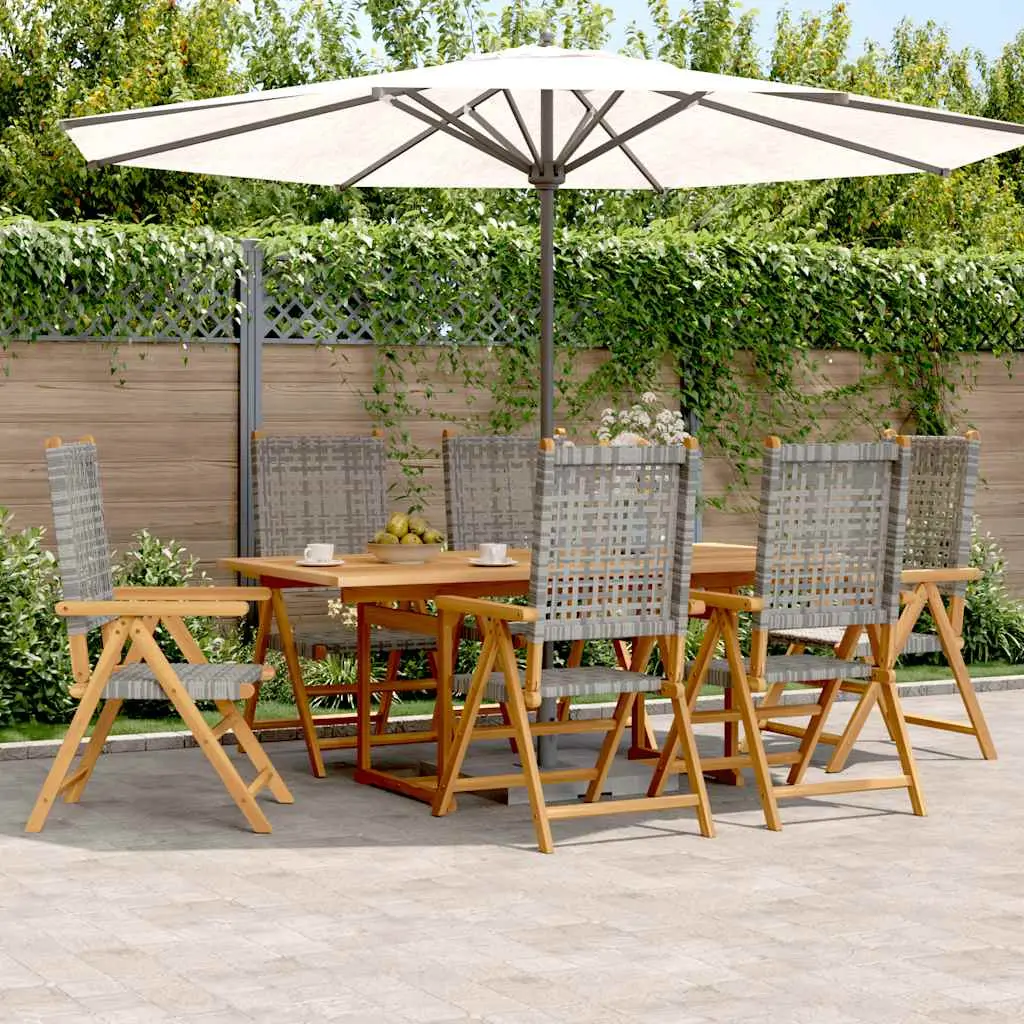 Ensemble de jardin repas table extensible 200cm et 6 fauteuils inclinables bois et polyrotin gris – ComfortXL Outdoor Living