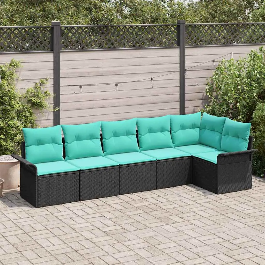 Ensemble de canapé de jardin avec stockage 6 pcs Noir polyrotin vidaXL 3354055