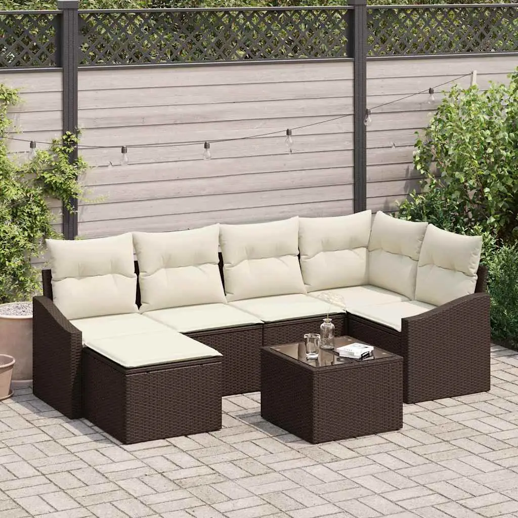Ensemble de salle à manger pour jardin 7 pcs Marron et Crème vidaXL 3355467