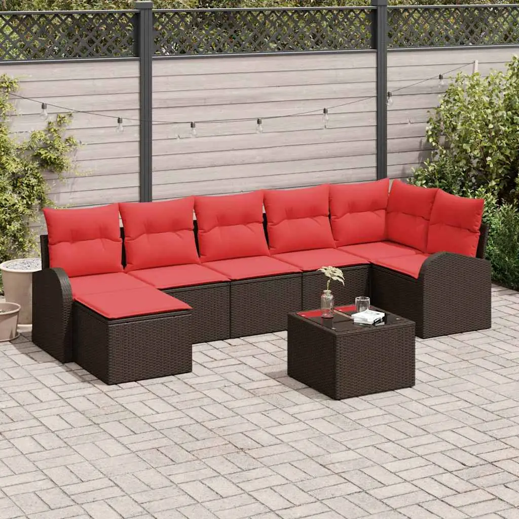 Ensemble de Canapés 8 pcs Marron et rouge polyrotin vidaXL 3354813