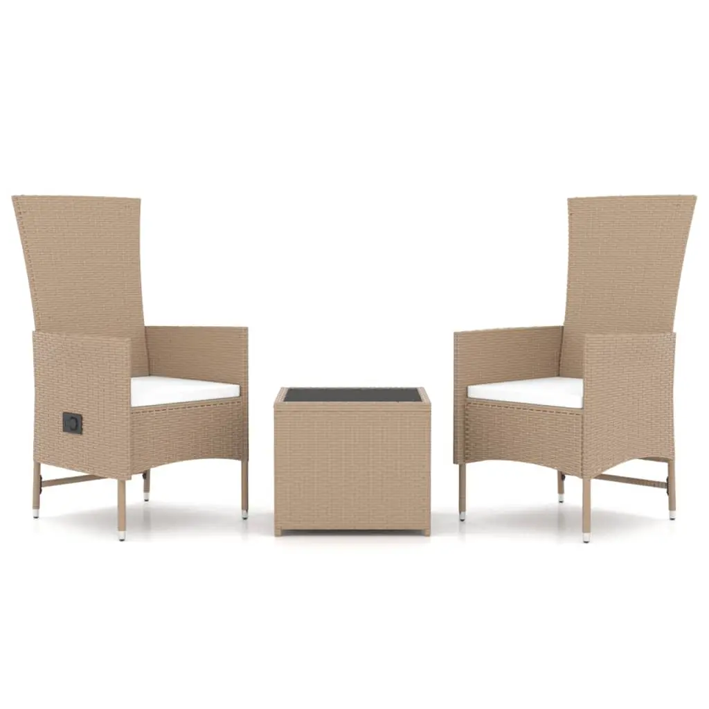 Ensemble de 3 pcs salon de jardin – Mobilier d’extérieur – Mobilier de jardin beige poly rotin et acier-JU7077