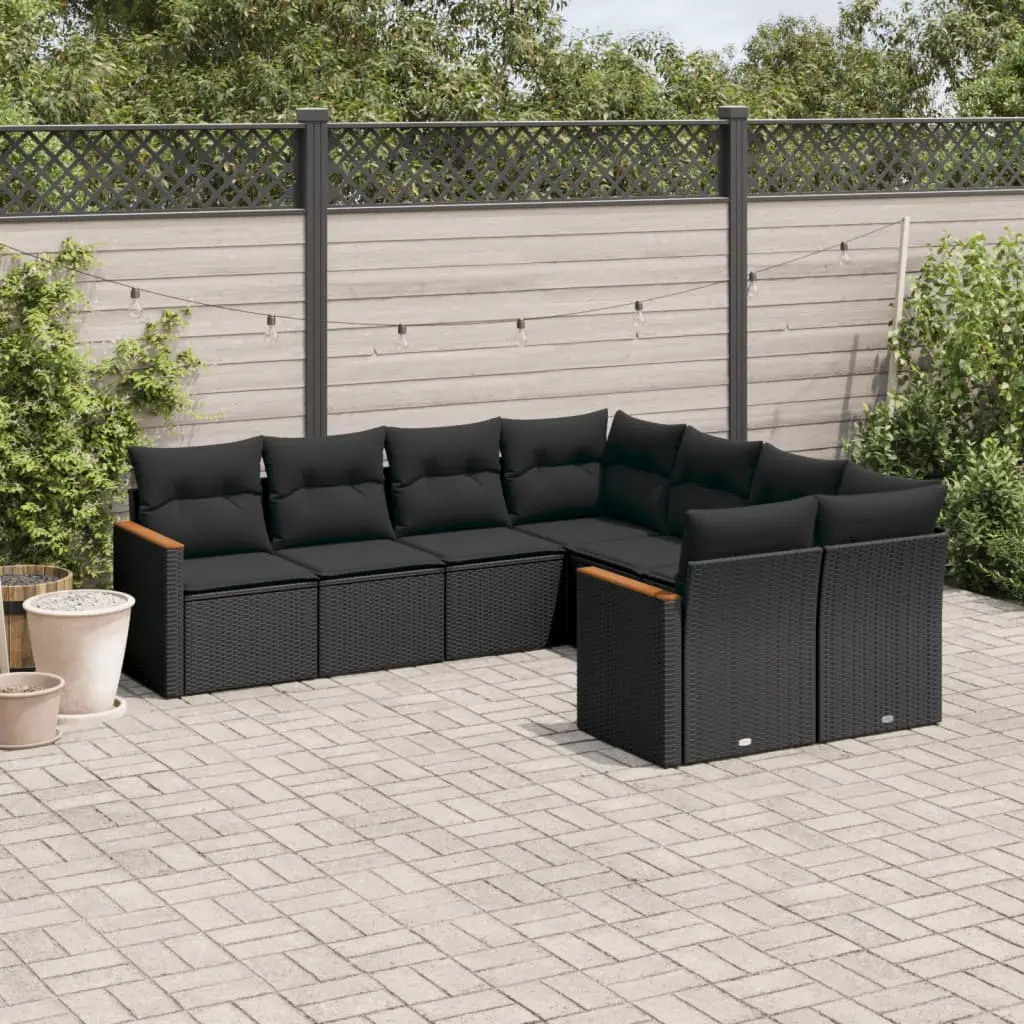 Ensemble de jardin 8 places sectionnel en résine tressée avec rangement Noir – ComfortXL Outdoor Living