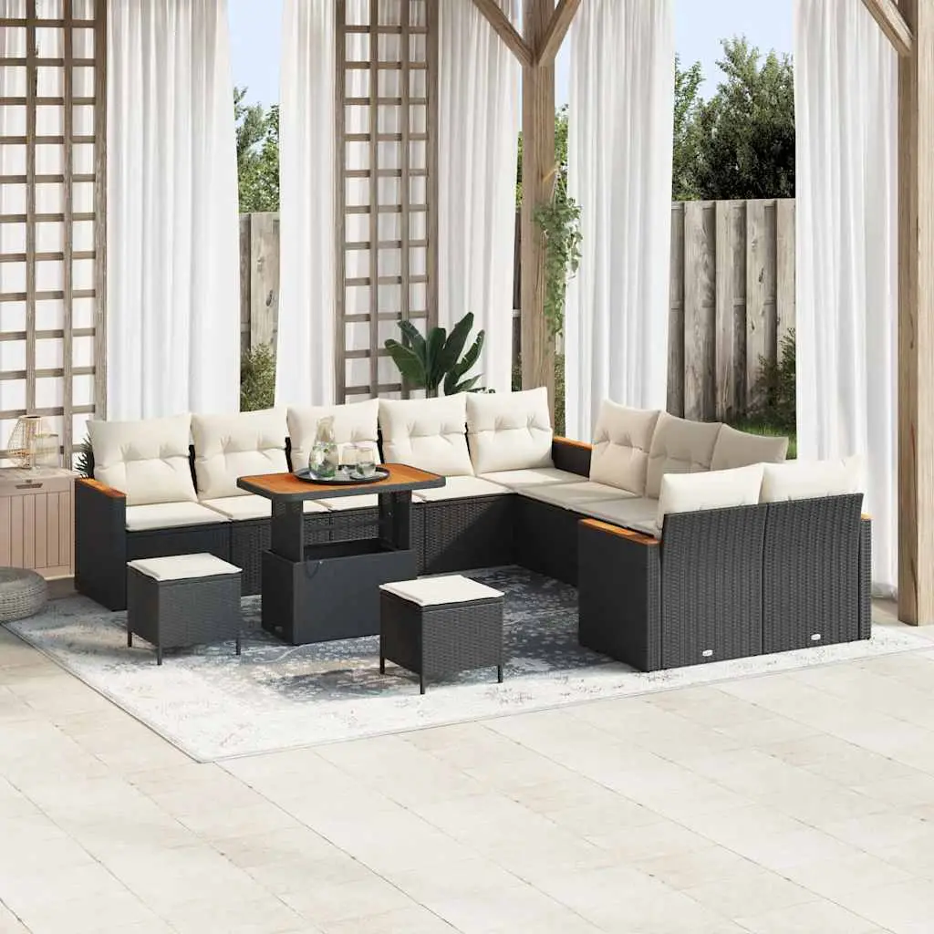 Ensemble de jardin grande capacité en résine tressée modulable Noir – ComfortXL Outdoor Living