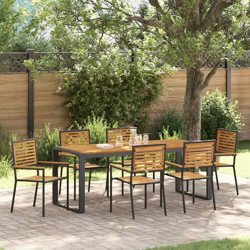 Ensemble de salle à manger pour jardin 7 pcs Noir et Marron vidaXL 3365484