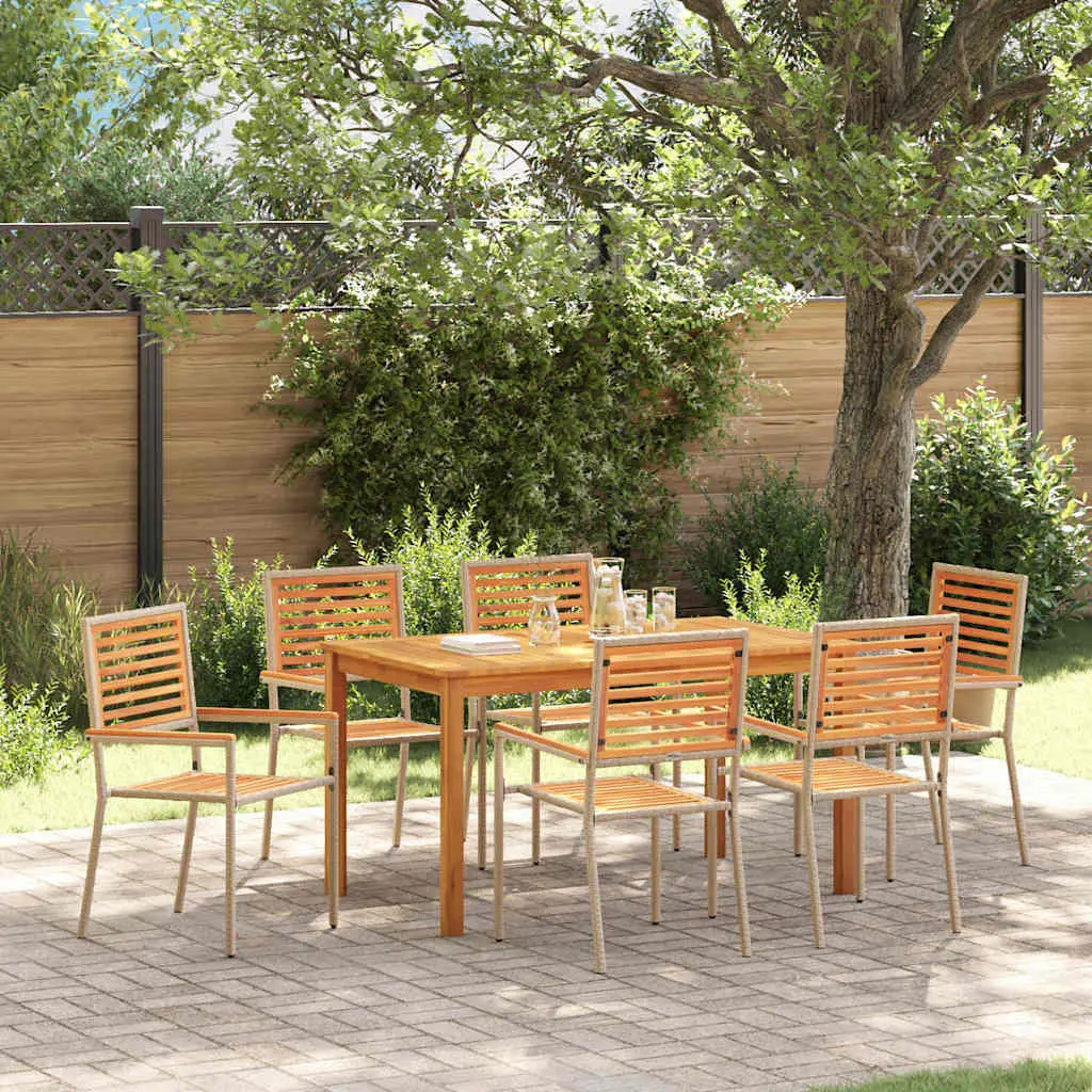 Ensemble de salle à manger pour jardin 7 pcs Beige vidaXL 3365540
