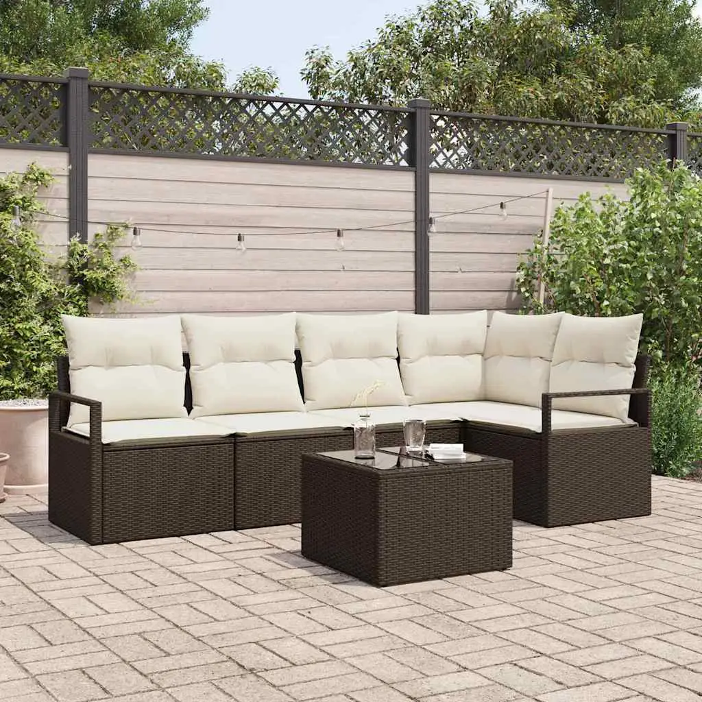 Ensemble de Canapés avec coussin 6 pcs Marron polyrotin vidaXL 3346388