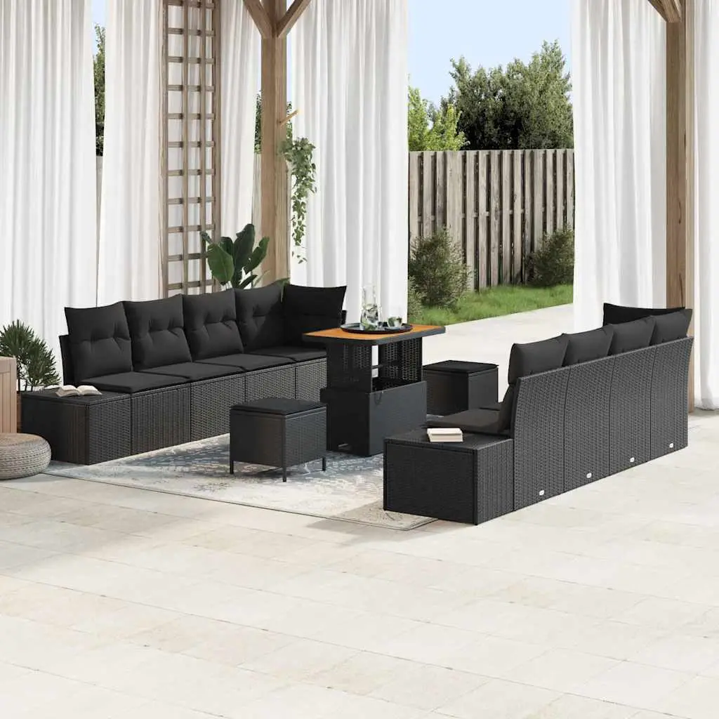 Ensemble de canapé de jardin Noir 90 x 55 x 71 cm Poly rotin vidaXL 3364709