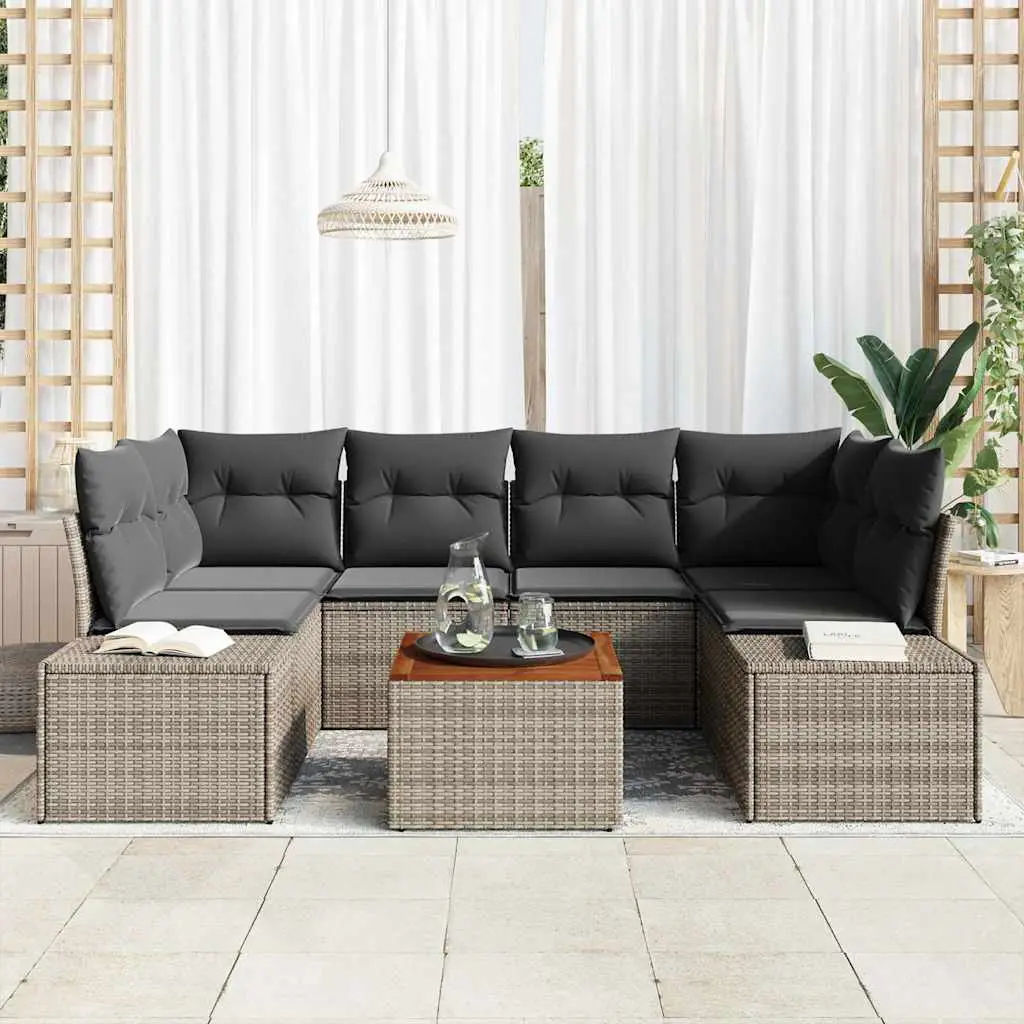 Ensemble Canapé Jardin 7pcs Résine Tressée Modulaire 6 Places avec Coffres Extérieur Gris – ComfortXL Outdoor Living
