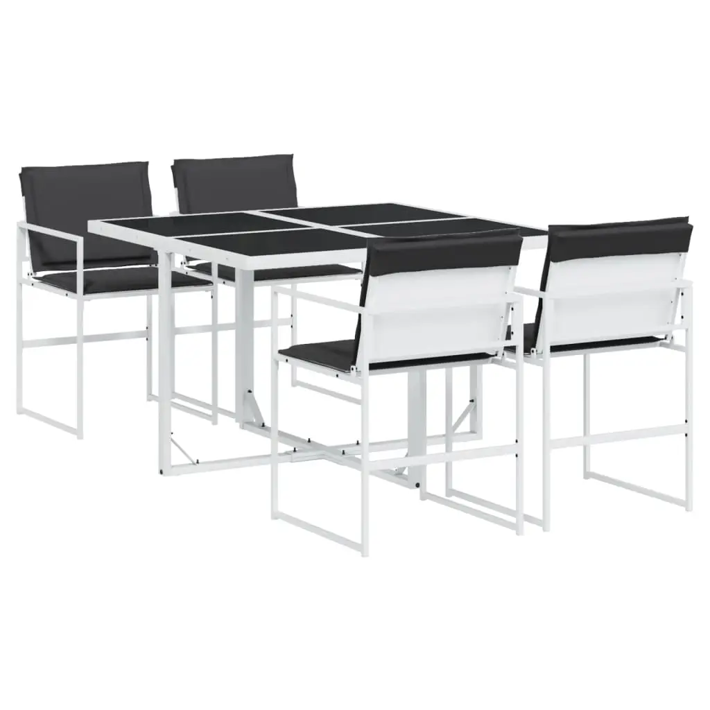 Ensemble de 5 pcs table de jardin et chaises avec coussins – mobilier de jardin blanc textilène-JU2974