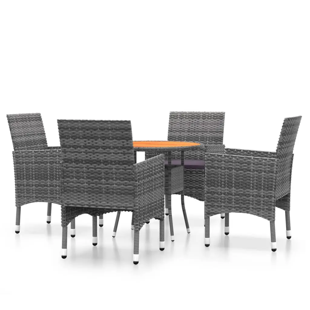 Ensemble de 5 pcs table de jardin avec chaises – mobilier de jardin Résine tressée Gris-JU2406