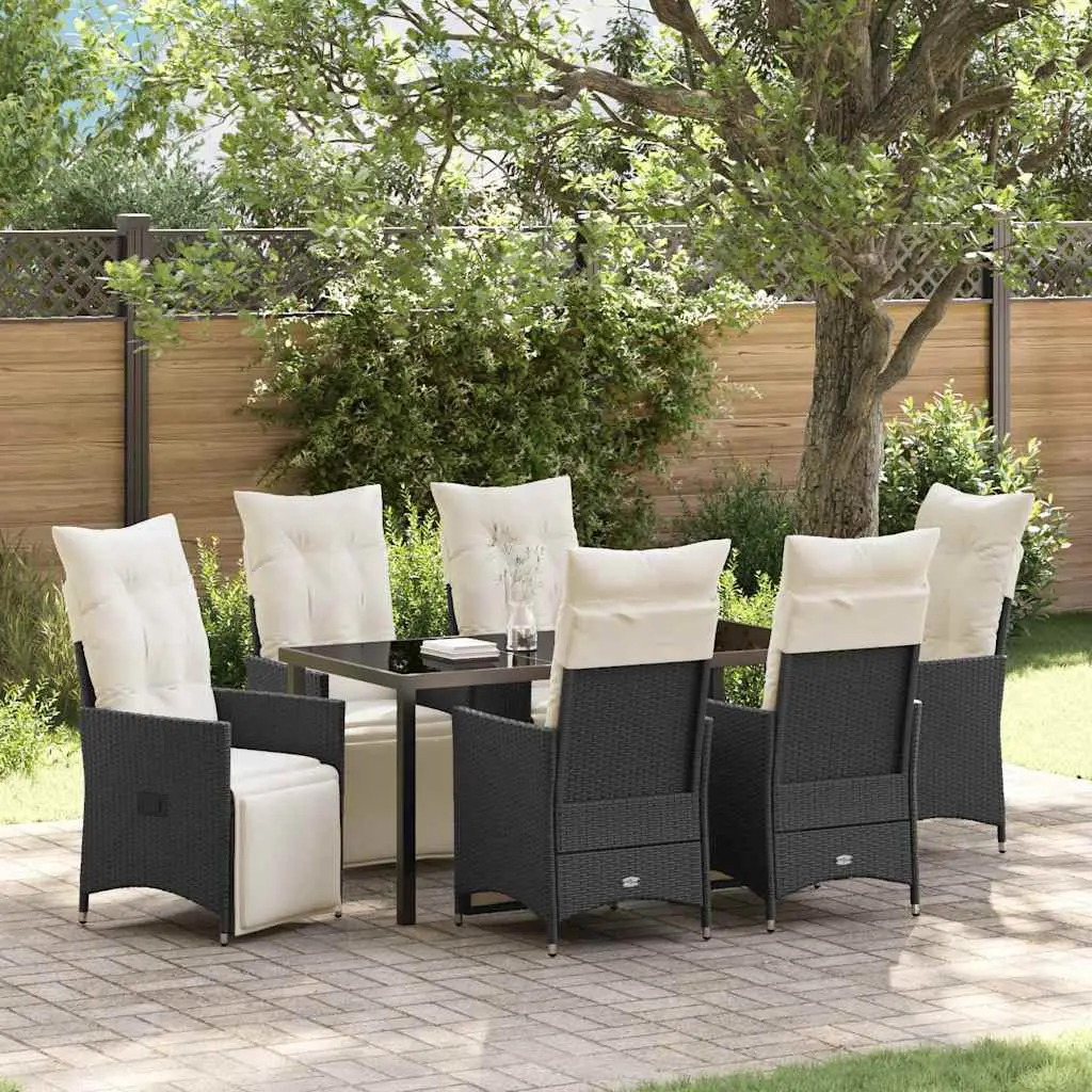 Ensemble de salle à manger pour jardin 7 pcs Noir polyrotin vidaXL 3379566