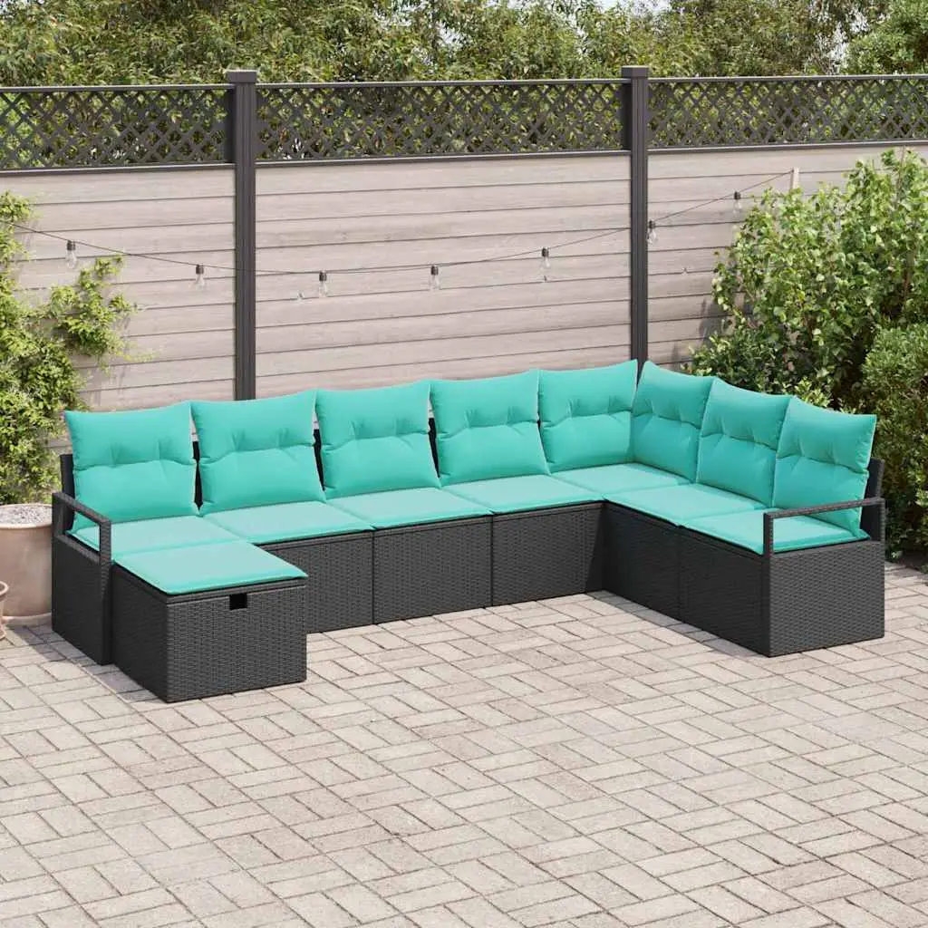 Ensemble de Canapés avec coussin 8 pcs Noir polyrotin vidaXL 3359235