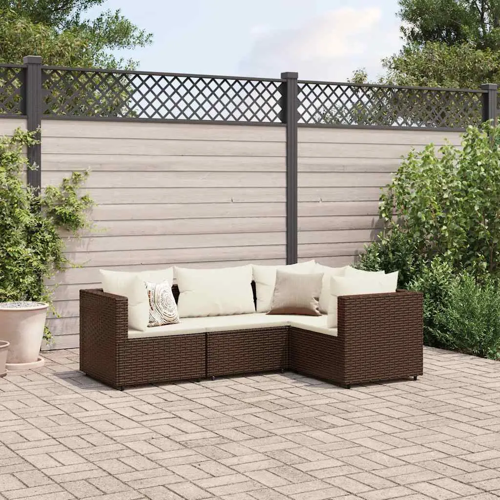 Ensemble canapés de jardin 4 pcs résine tressée marron agencement libre – ComfortXL Outdoor Living