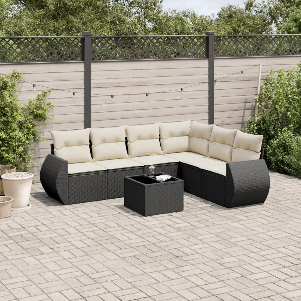 Ensemble canapé modulable 6 personnes en poly rotin pour terrasse et jardin Noir Crème – ComfortXL Outdoor Living
