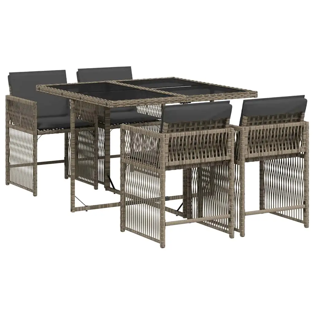 Ensemble de 5 pcs table de jardin avec chaises – mobilier de jardin avec coussins Gris-JU3111