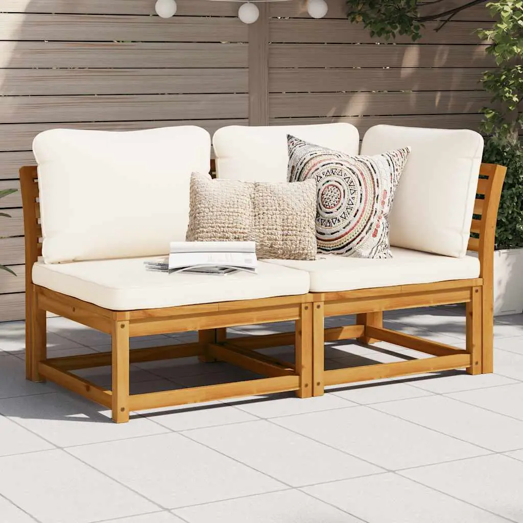 Ensemble Canapés de Jardin 2 Pièces Bois d’Acacia Massif Modulable Coussins Déhoussables Crème – ComfortXL Outdoor Living